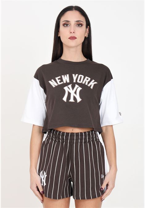 Women's Crop New York Yankees MLB Lifestyle T-Shirt Brown NEW ERA | 60435312.